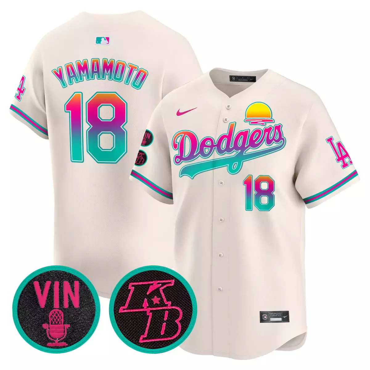 Yamamoto City 18 Dodgers Jersey White Connect Vin Kb 2024 Men Alternate Split Design