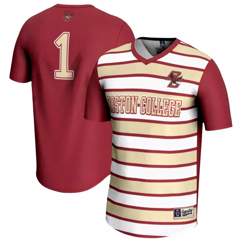 Custom Boston College 1 Jersey Maroon Split Design Gold White Gameday Unisex Fashion