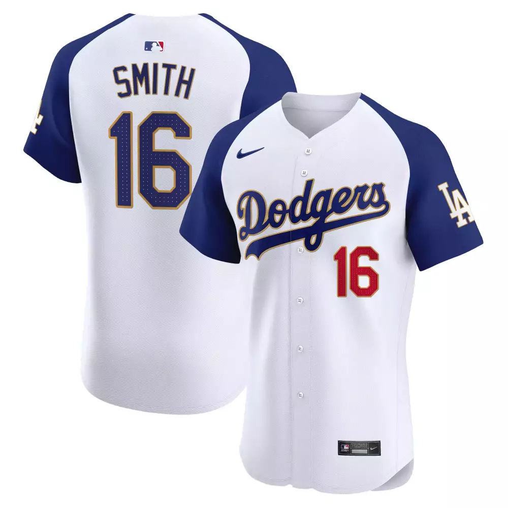 Will Smith 16 Dodgers Jersey White Men Blue Red Alternate Premier Elite All Stitched
