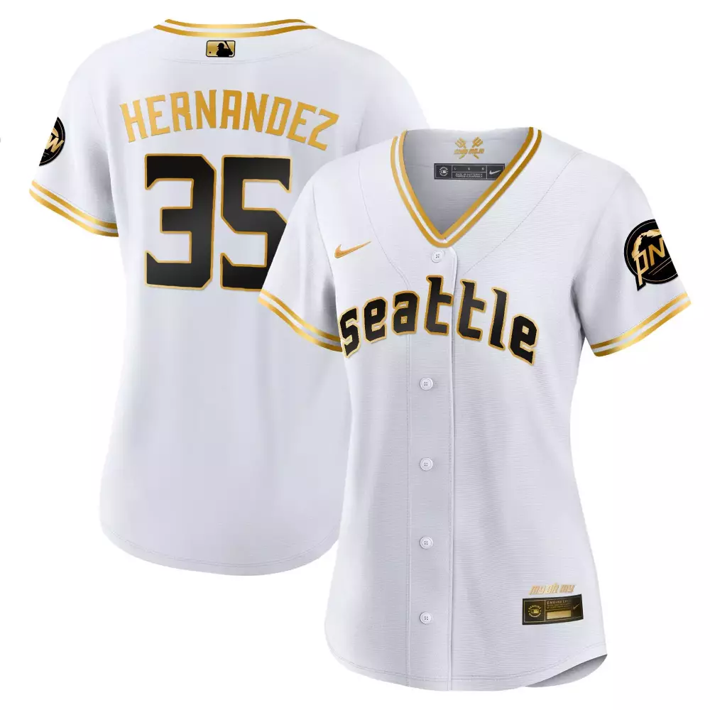 Teoscar Hernandez 35 Jersey White Seattle Mariners Men Gold Black All Stitched