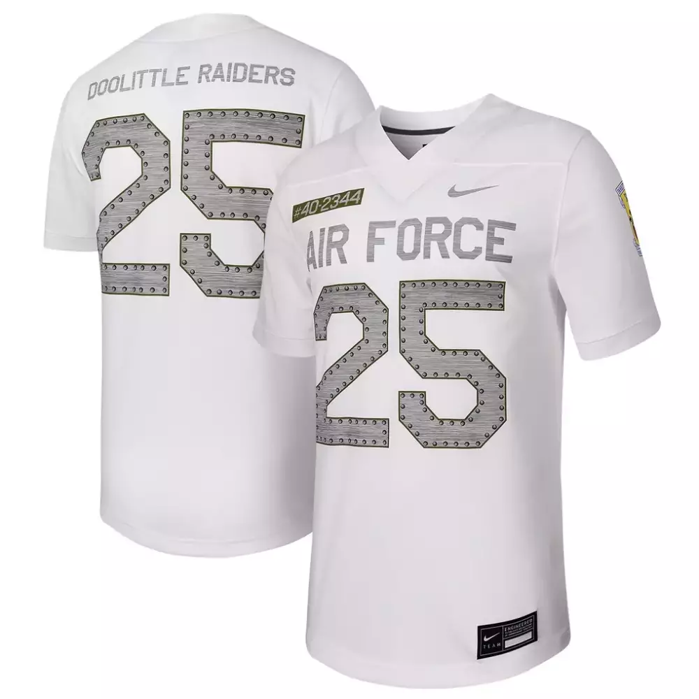 Air Force 25 Jersey White Doolittle Raiders Team Engineered Men Silver Grey Olive Green