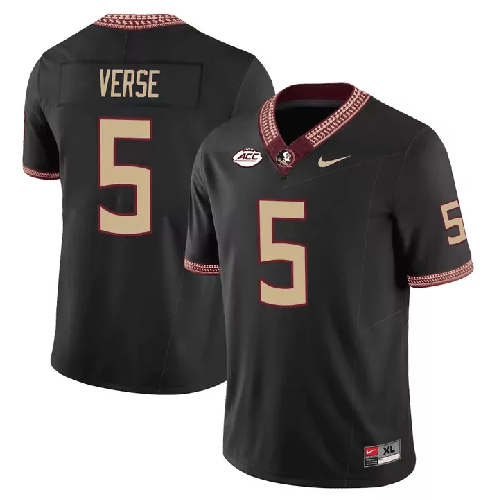 Jared Verse 5 Jersey Black Florida State Seminoles Men Gold Maroon Vapor Limited