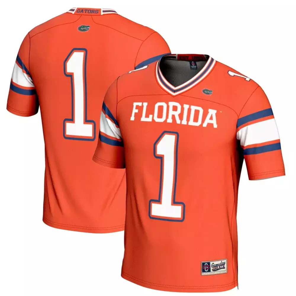 Florida Gators 1 Jersey Orange Men White Blue Gameday