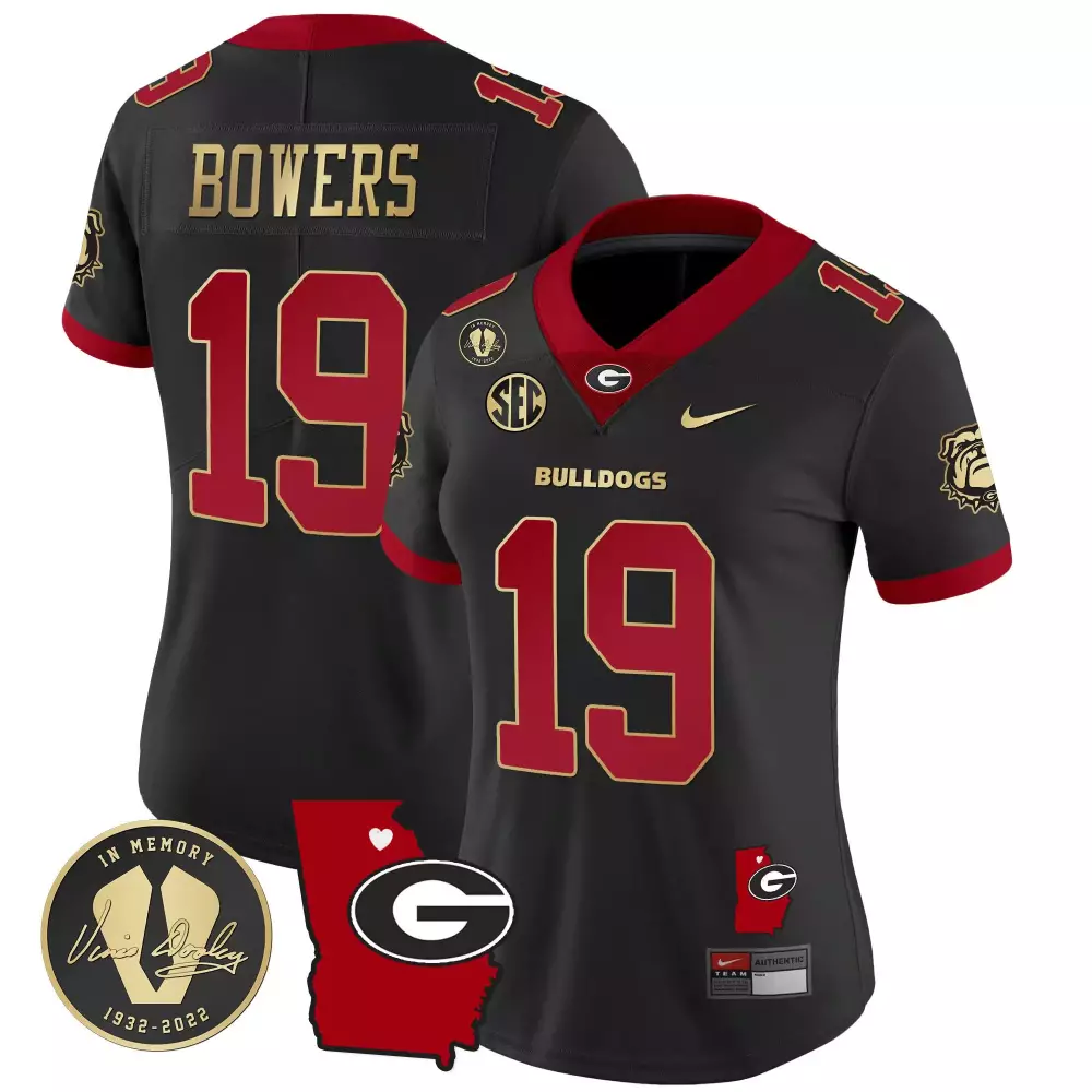 Brock Bowers 19 Georgia Bulldogs Jersey Black In Memory Of Vince Dooley Memorial