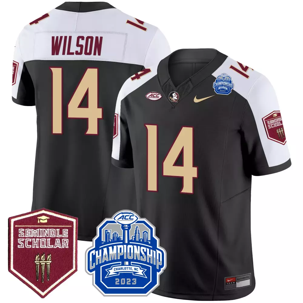 Johnny Wilson 14 Jersey Black Florida State Seminoles Championship 2023 Seminole Scholar