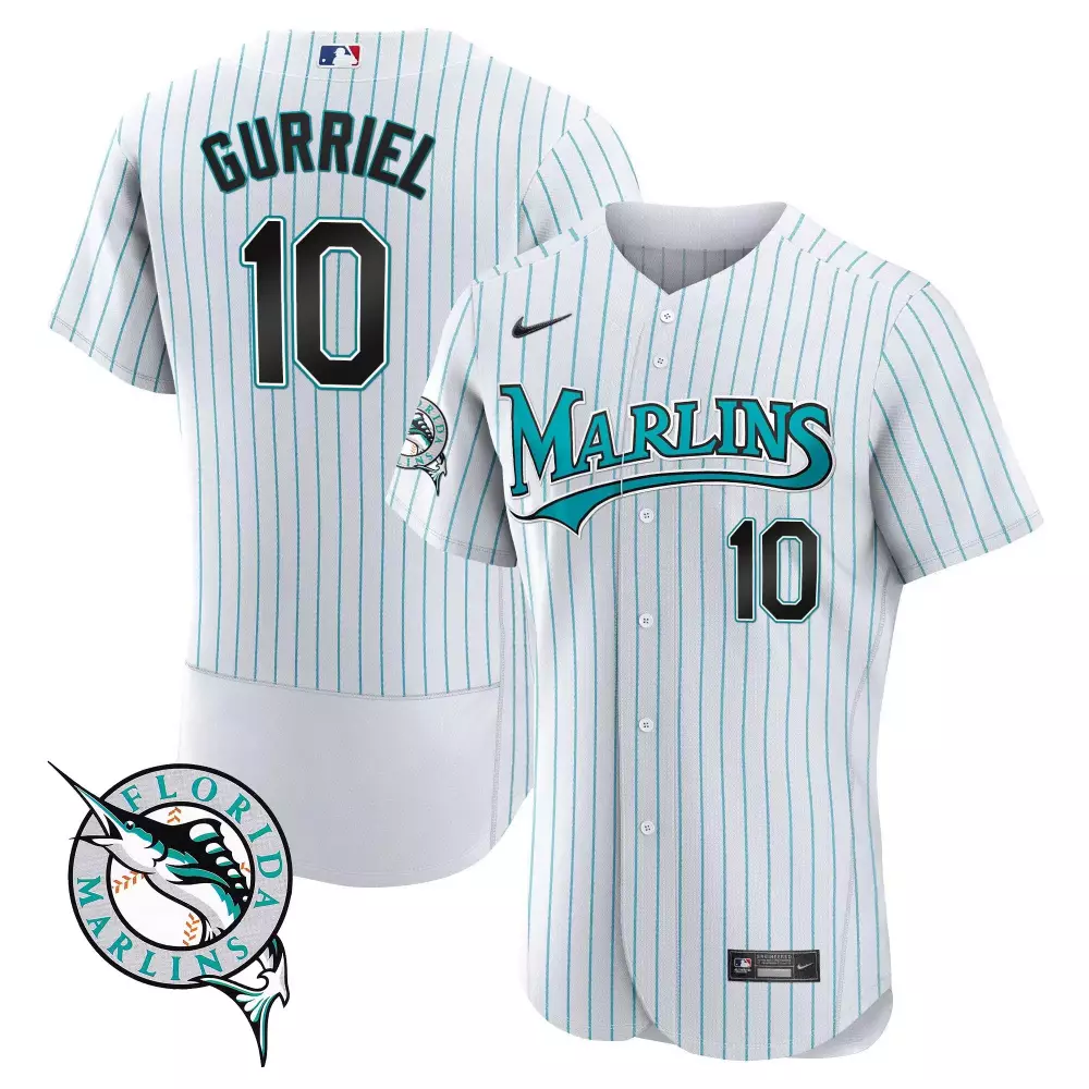 Yuli Gurriel 10 Marlins Jersey White Men Teal Black All Stitched Vapor