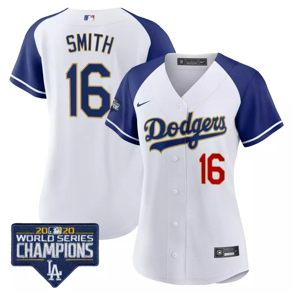 Will Smith 16 Dodgers Jersey White 2020 World Series Champions Women Blue Red Alternate