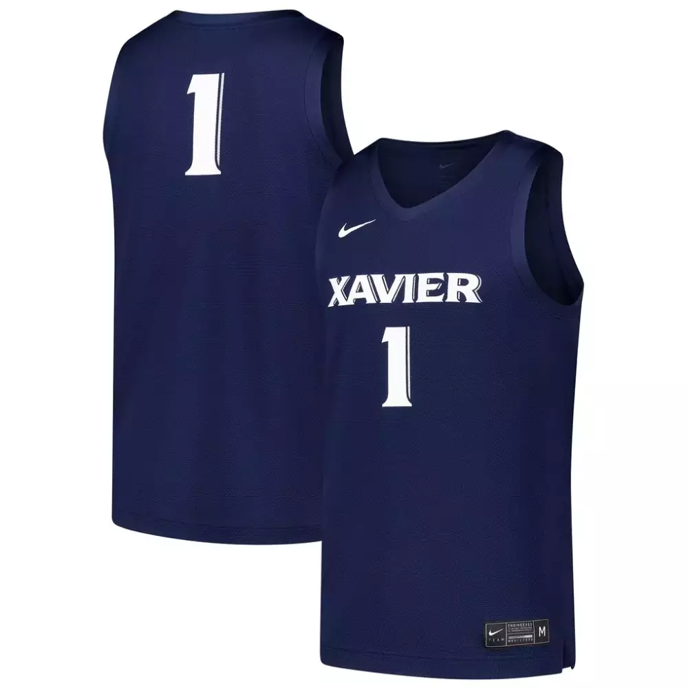 Custom Xavier 1 Jersey Navy Men White Replica