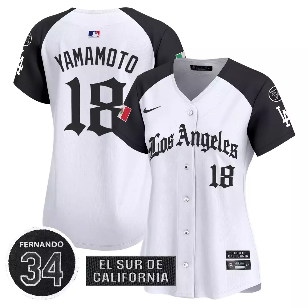 Tejanos El 18 Los Angeles Dodgers Jersey White City Connect Mexico Flag LA Alternate