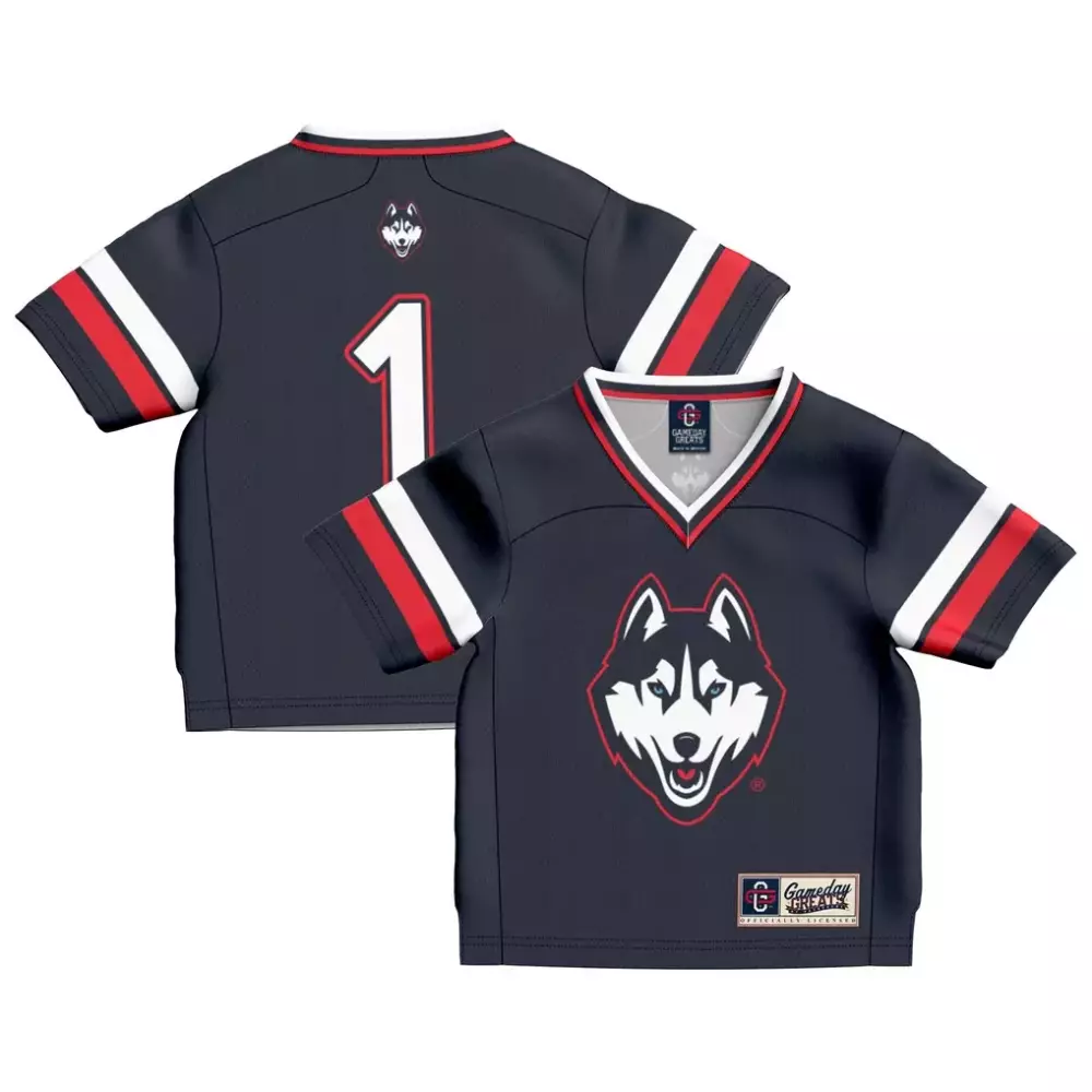 Custom Uconn Huskies 1 Jersey Navy Kids Red White Gameday Fashion