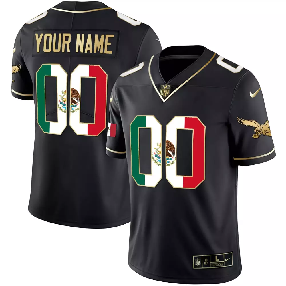 Custom Jersey Black Mexico National Football Team Nflpa Gold Green White Red Vapor