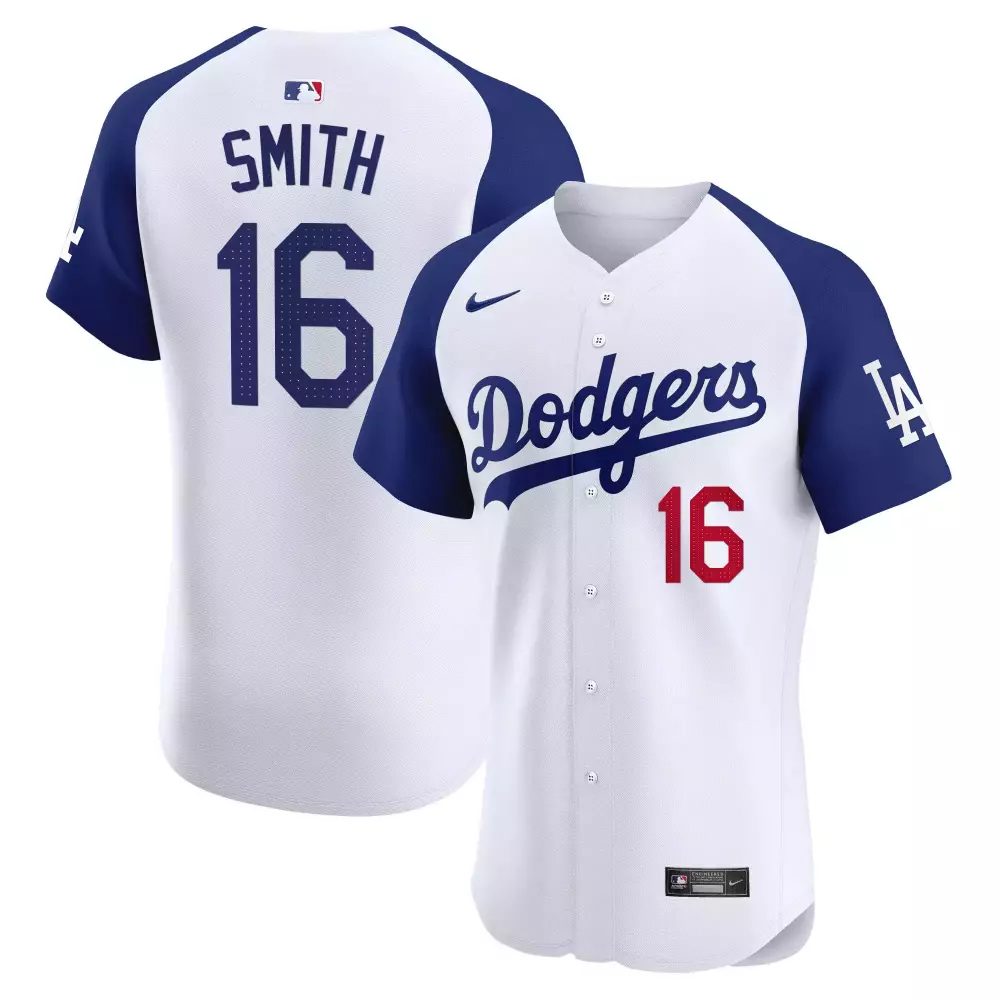 Will Smith 16 Los Angeles Dodgers Jersey White Men Blue Red Alternate Premier Elite