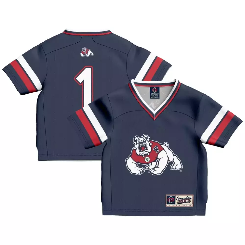 Custom Fresno State Bulldogs 1 Jersey Navy Gameday Greats Kids Red White Fashion