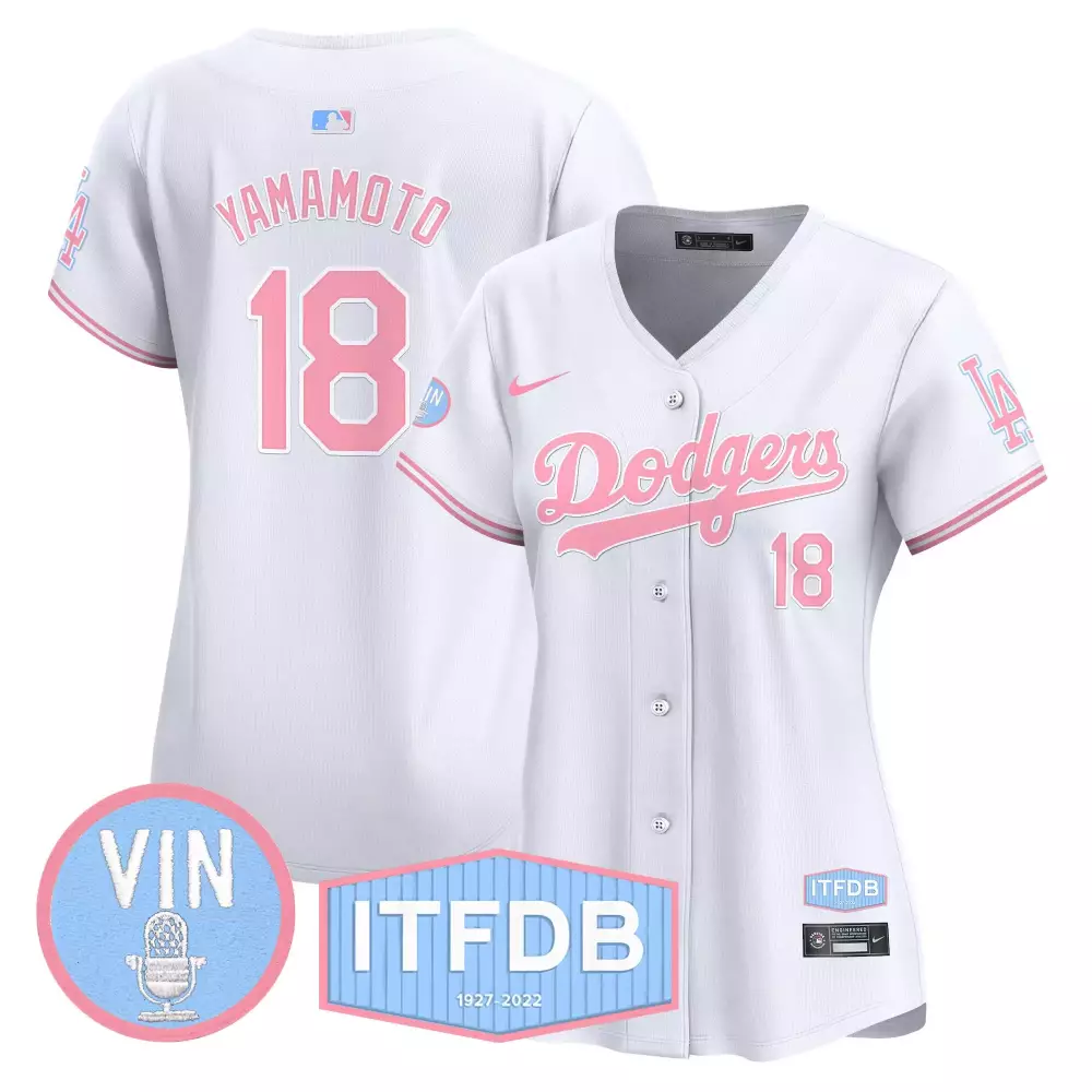 Bryant Vin 18 Dodgers Jersey White Itfdb 1927-2022 Women Button-up Alternate Pink