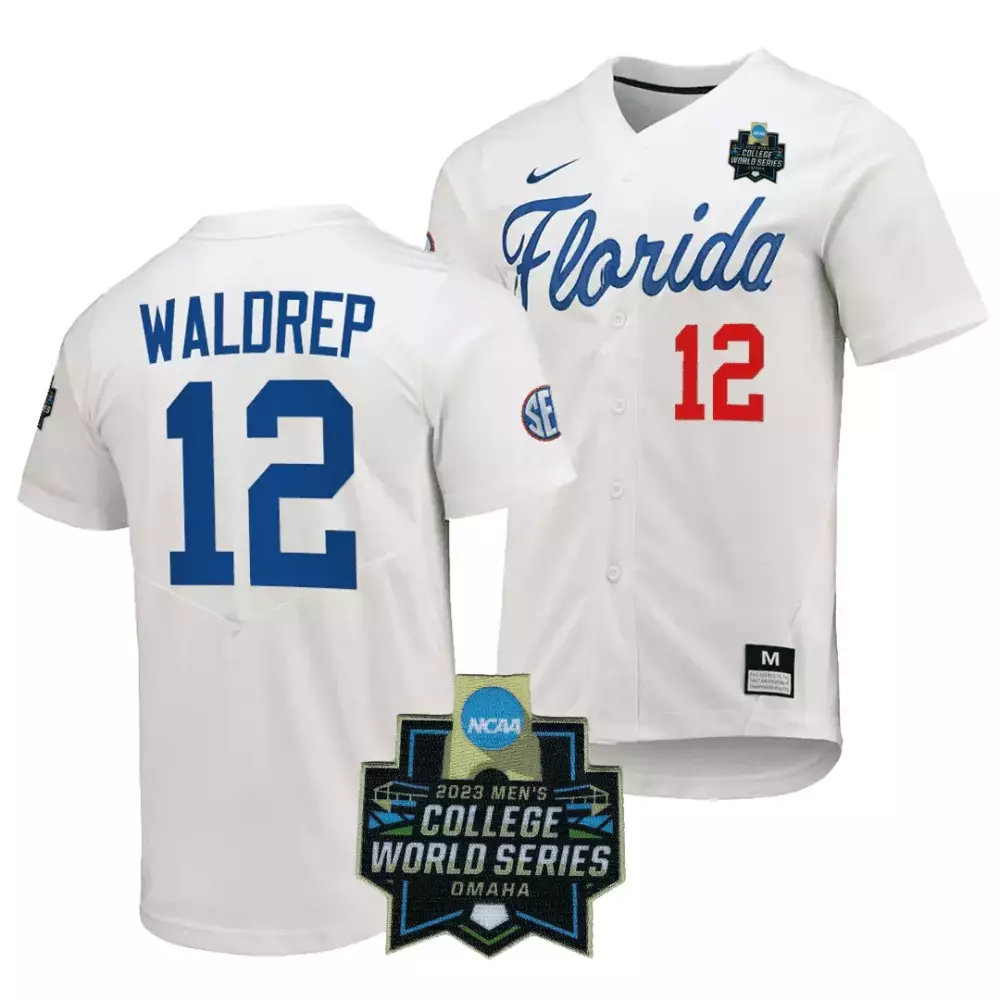 Waldrep College 12 Florida Gators Jersey White Men Blue Red All Stitched Vapor