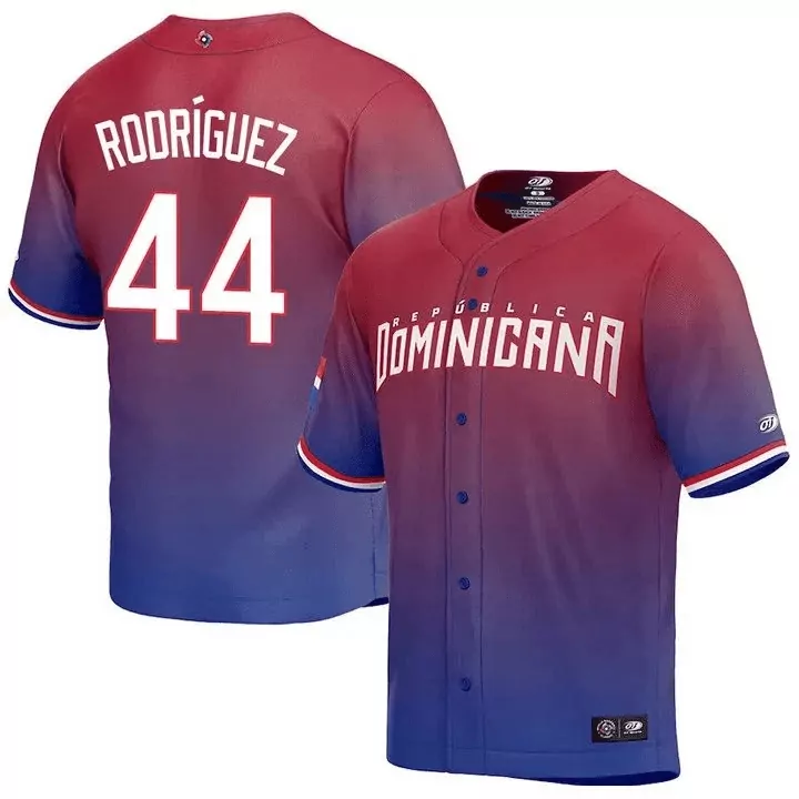 Rodrguez Dominican 44 Dominicana Jersey Red Men Split Blue White All Stitched Vapor