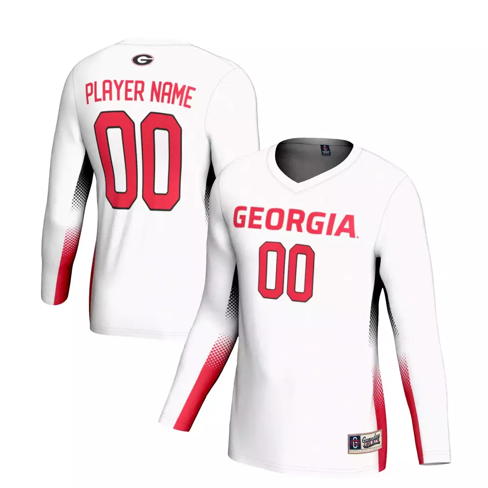 Georgia Jersey White Men Long Sleeve Red Custom All Stitched Vapor