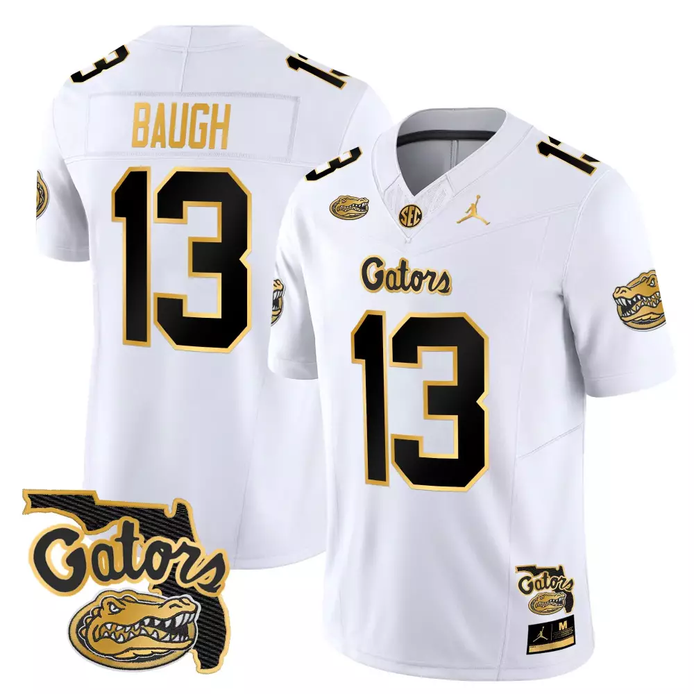 Baugh Gators 13 Jersey White Florida State Outline Men Black Gold Stitched Vapor