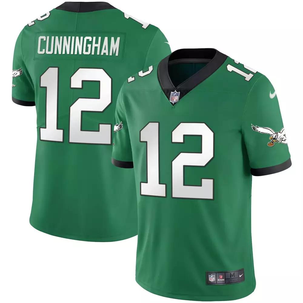 Randall Cunningham 12 Jersey Green Philadelphia Eagles Men Replica Black White Limited