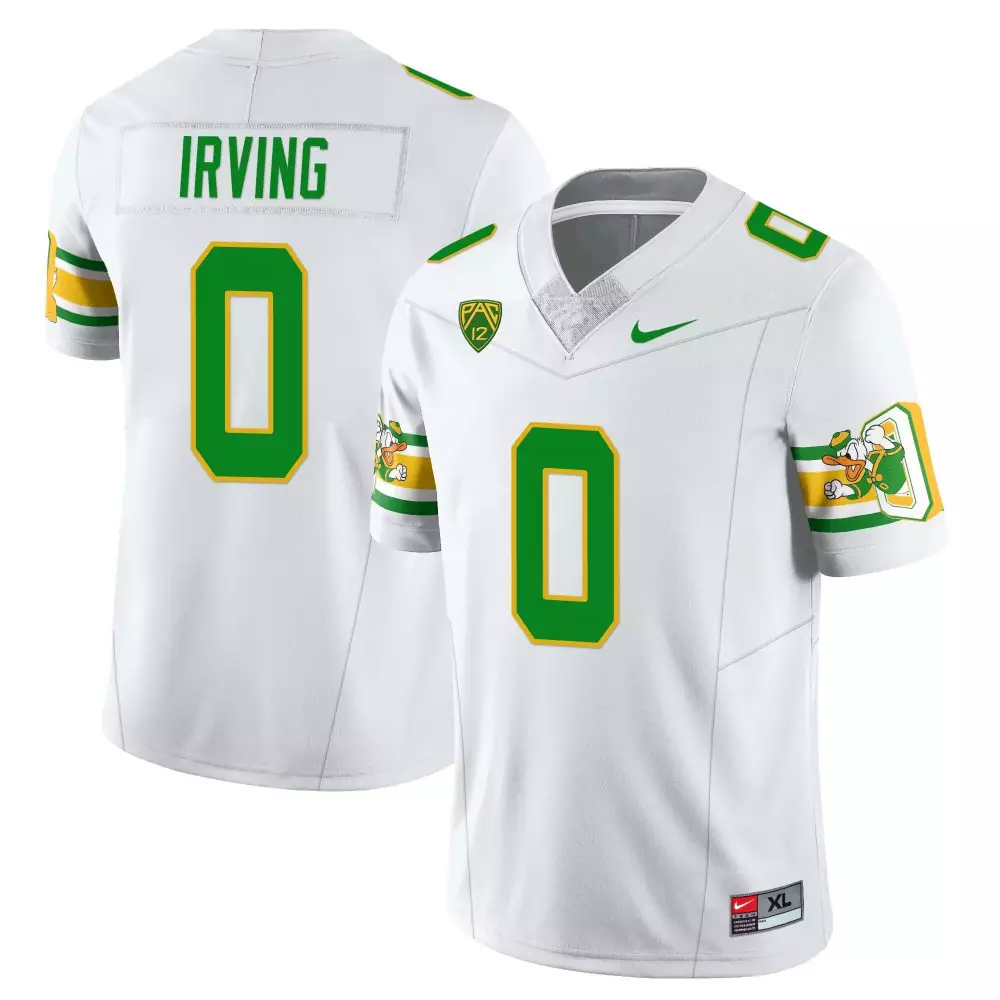 Cole Irvin Oregon Ducks Jersey White Men Green Yellow Stitched