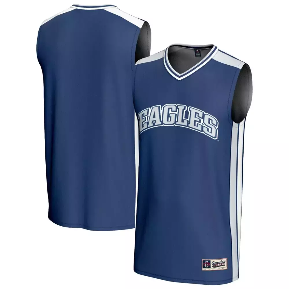 Custom Eagles Jersey Navy Men White Gameday