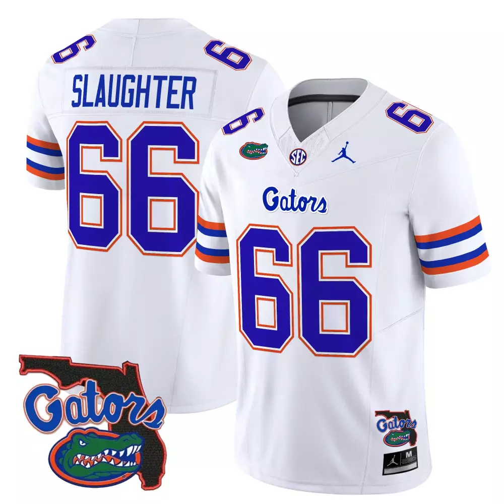 Slaughter Gators 66 Jersey White Florida Men Blue Orange Vapor Stitched Embroidered
