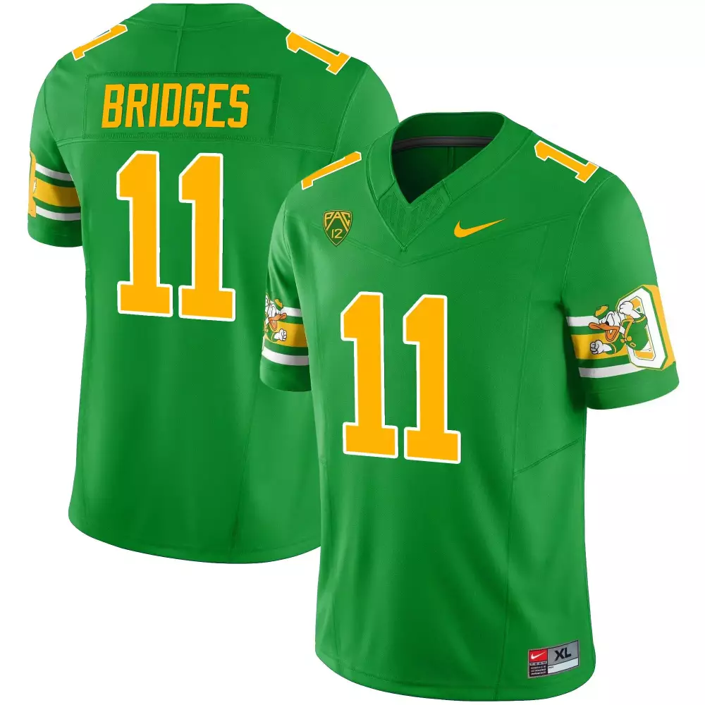 Trikweze Bridges 11 Oregon Ducks Jersey Green Donald Duck Men Yellow White Throwback