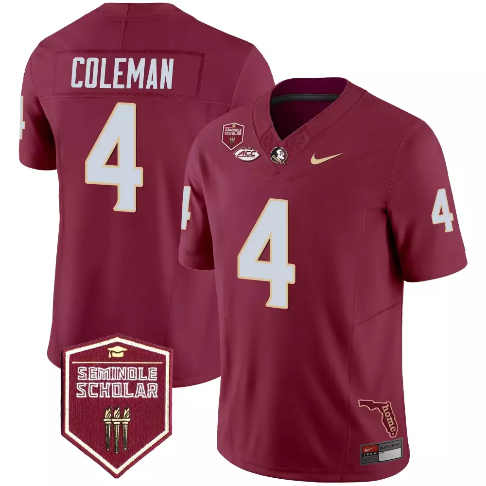 Keon Coleman 4 Jersey Maroon College Football Playoff Florida State Seminoles Seminole Scholar