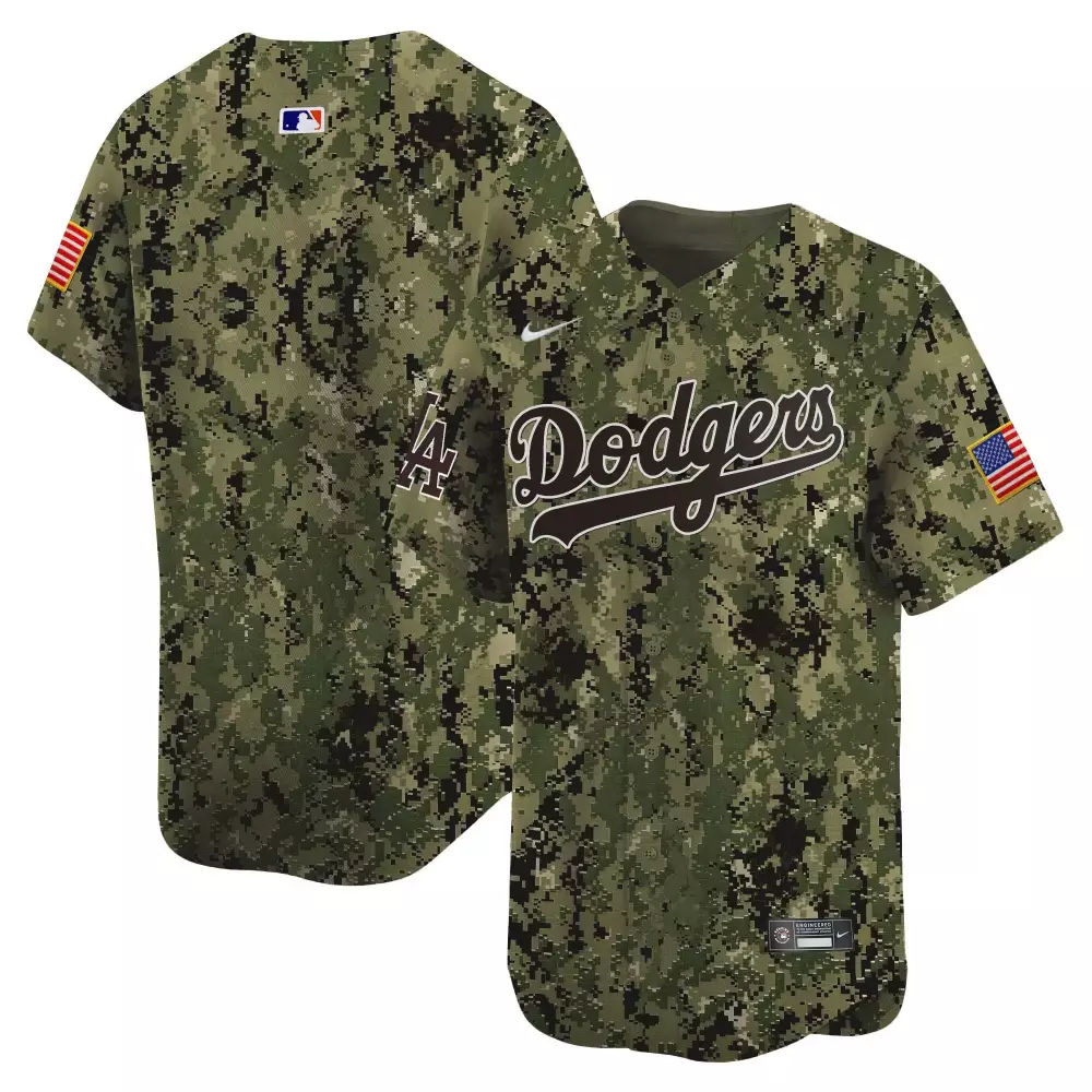 Mookie Betts 30 Dodgers Jersey Green Military Appreciation USA Flag Men Alternate
