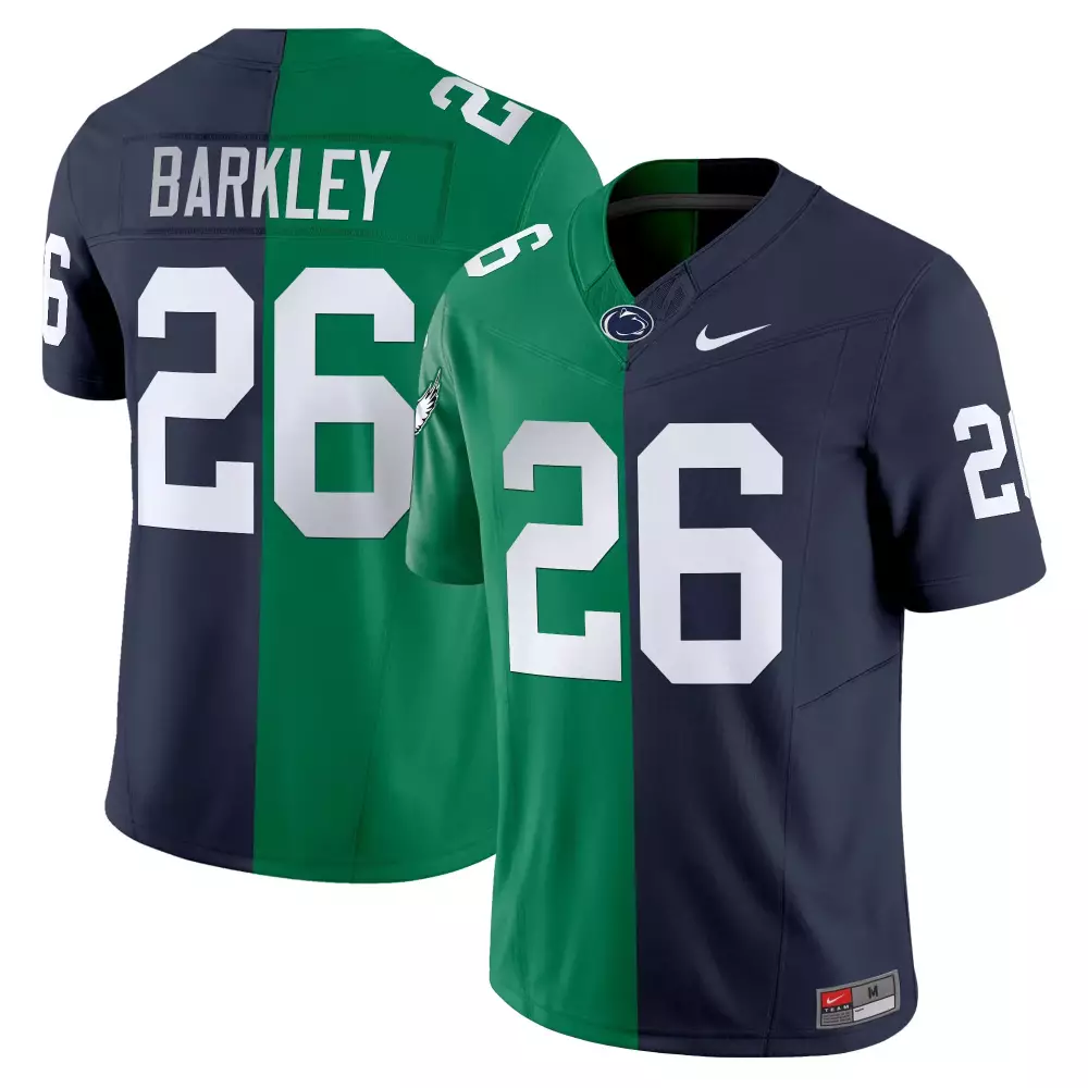 Saquon Barkley 26 Jersey Navy Penn State Nittany Lions Men Split Design Green White