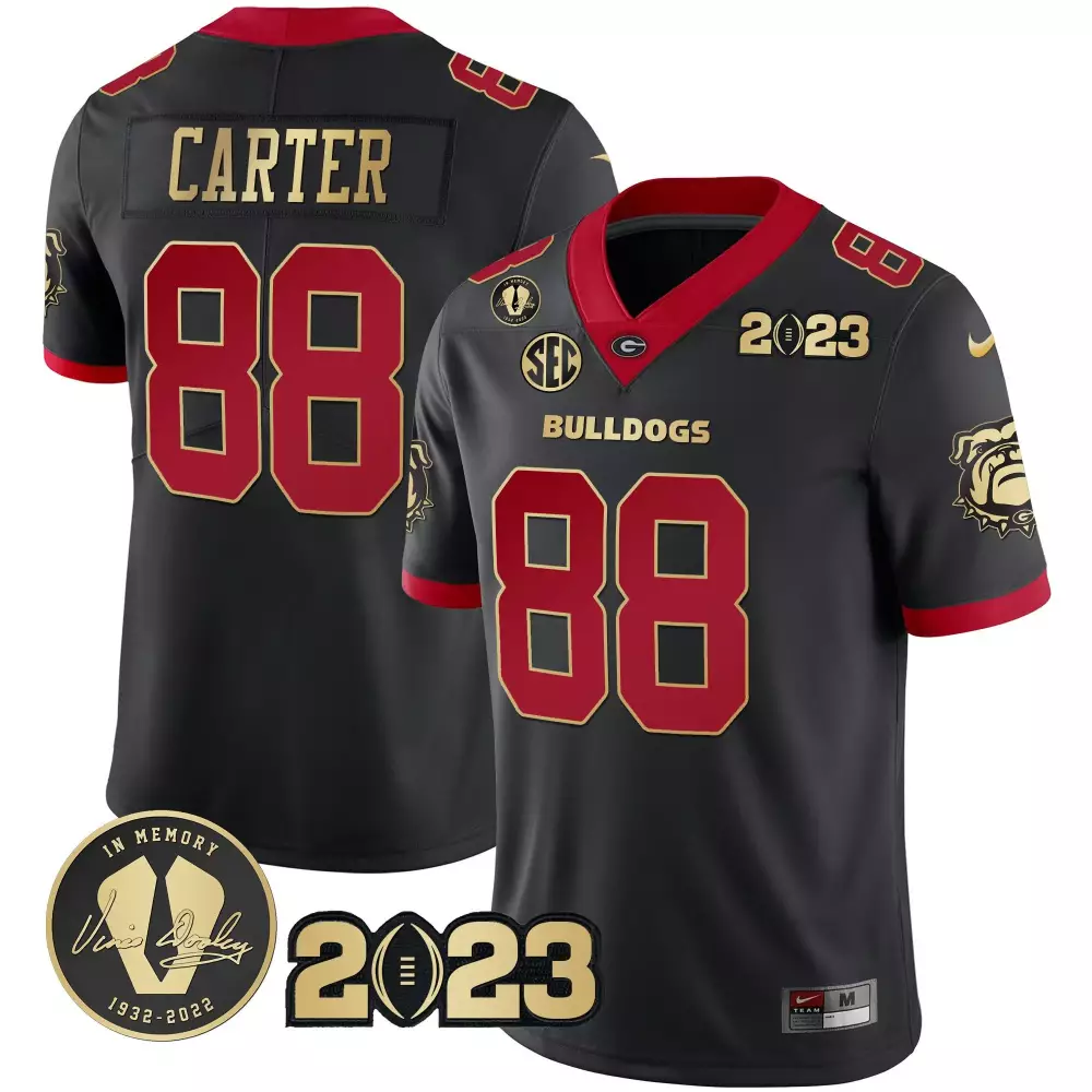 Jalen Carter 88 Georgia Bulldogs Jersey Black In Memory Of Vince Dooley 2023 Men