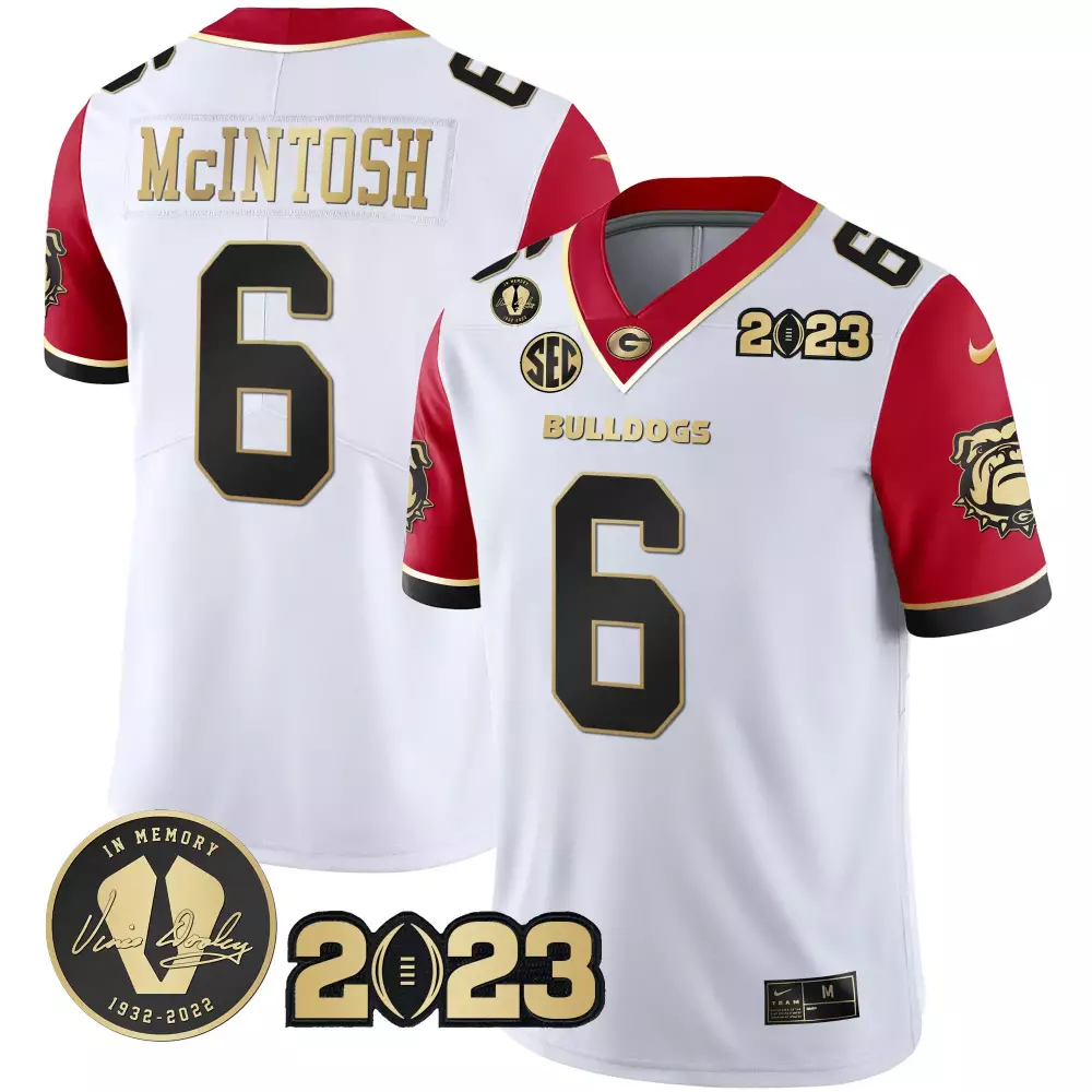 Mcintosh Bulldogs 6 Jersey White Championship Georgia Vince Dooley 1932-2022 2023