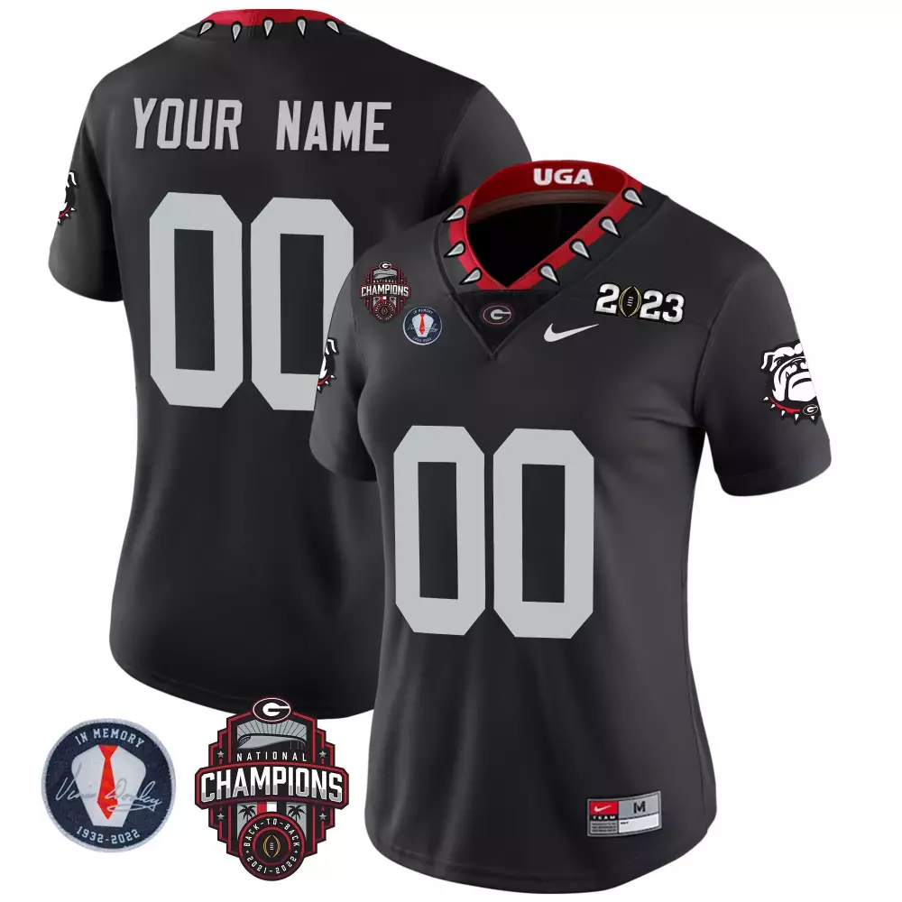 Custom Georgia Bulldogs Jersey Black National Champions Football Memory 1932-2022 2023