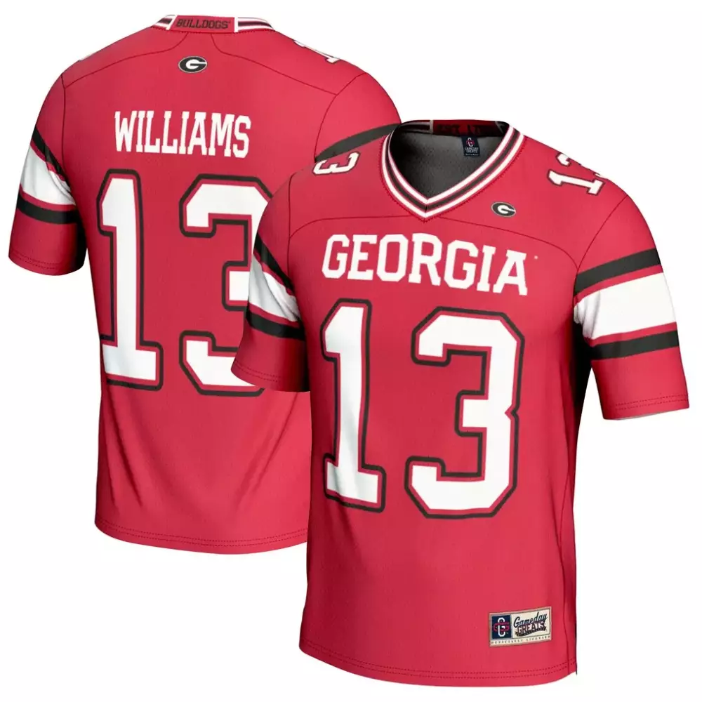 Williams 13 Georgia Bulldogs Jersey Red Men White Black Gameday