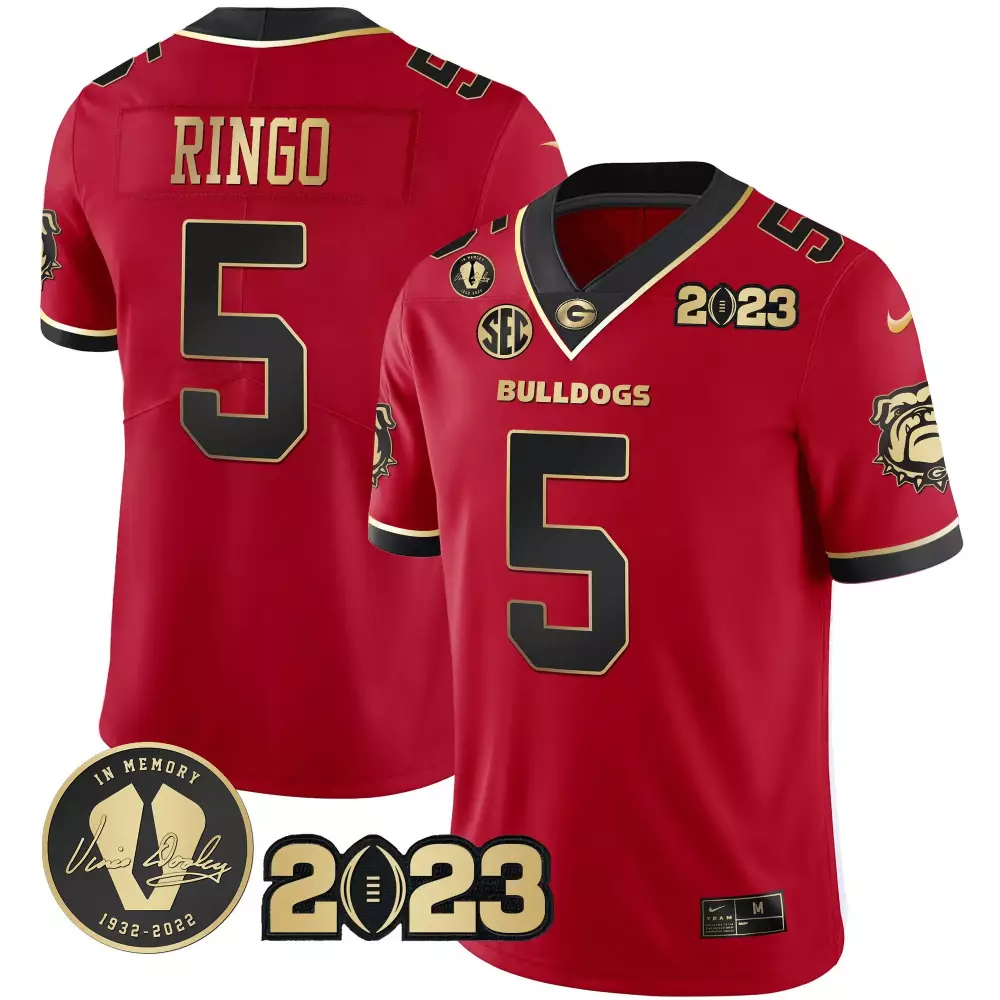 Kelee Ringo 5 Georgia Bulldogs Jersey Red 2023 Championship Vince Dooley Memorial