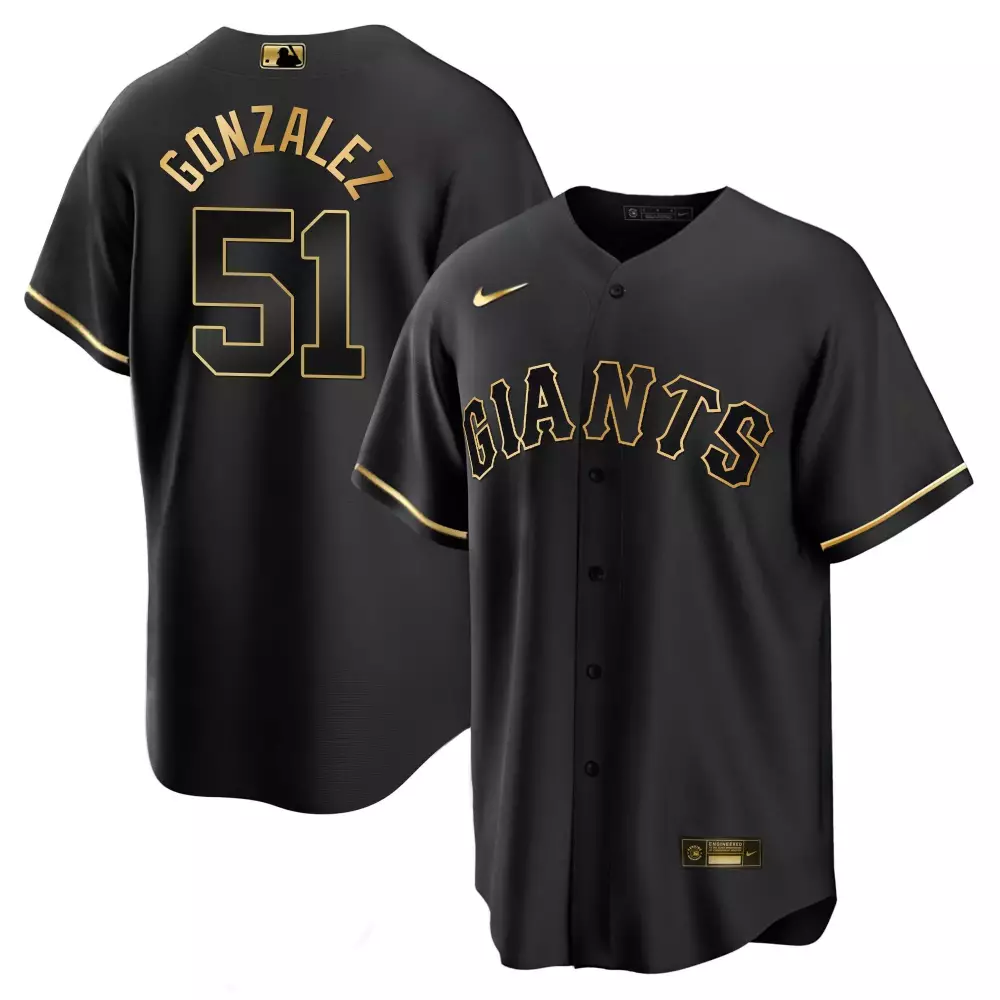 Luis Gonzalez 51 Giants Jersey Black Men Gold Cool Limited All Stitched