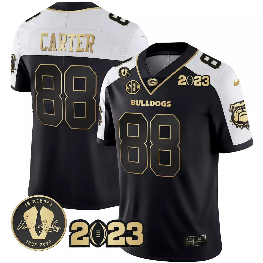 Jalen Carter 88 Bulldogs Jersey Black 2023 Season Memory Vince Dooley 1932-2022 Men
