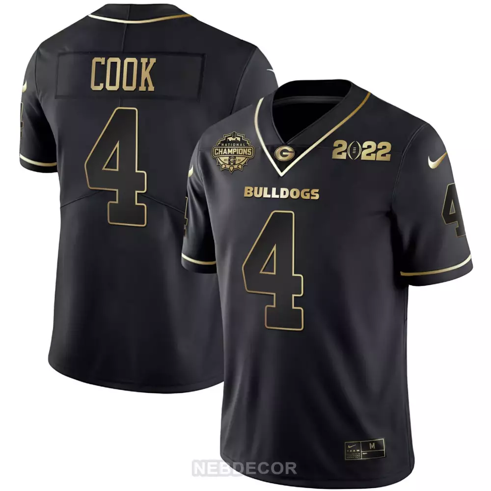 James Cook 4 Bulldogs Jersey Black National Champions 2022 Men Gold All Stitched