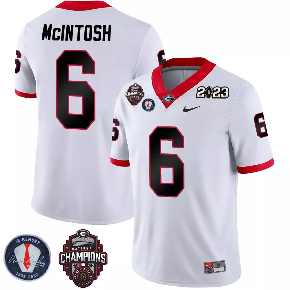 Kenny Mcintosh 6 Georgia Bulldogs Jersey White National Champions 2023 Back-to-back 2021-2022