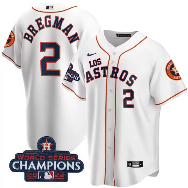 Alex Bregman 2 Houston Astros Jersey White World Series Champions 2022 Men Orange