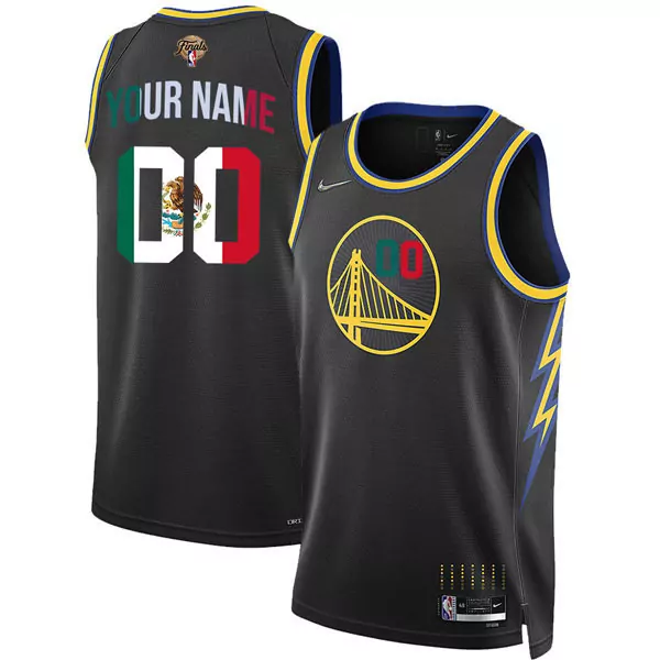 Custom Golden State Warriors Jersey Black Finals Men Yellow Blue All Stitched