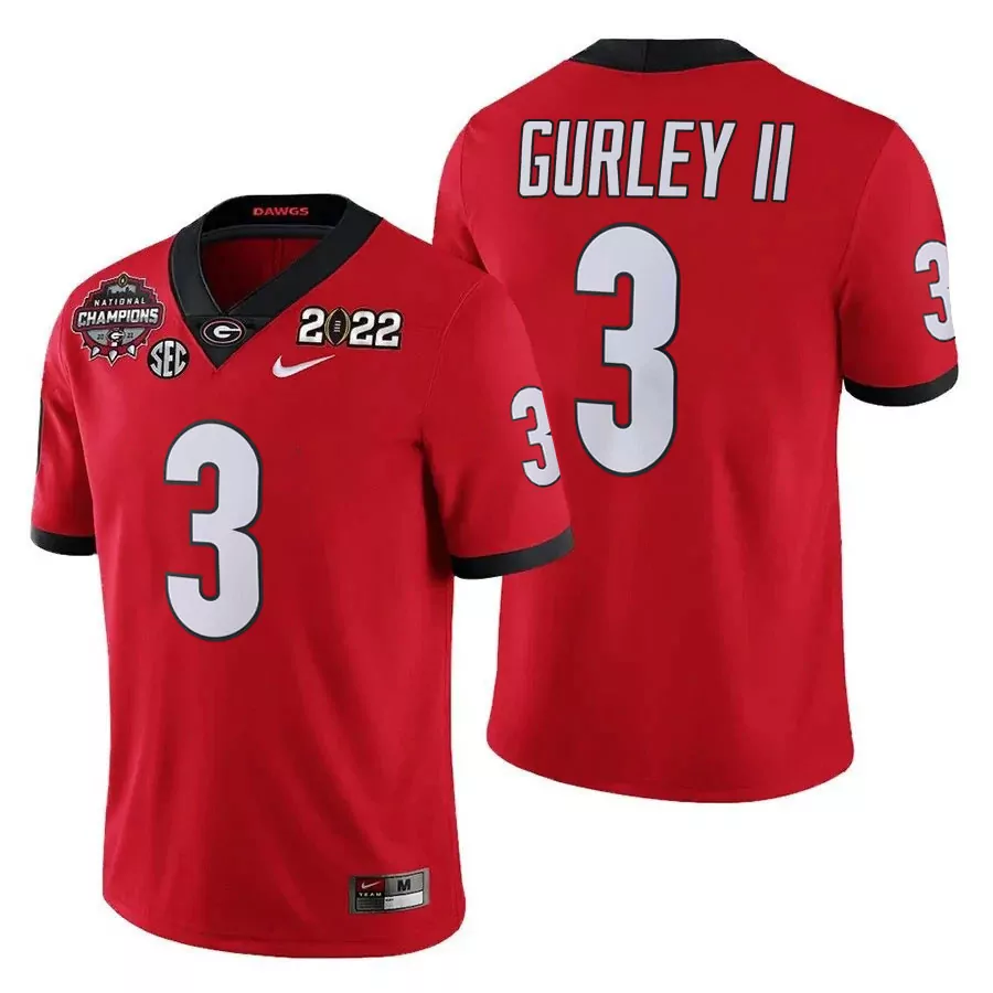 Harris Ii 3 Georgia Bulldogs Jersey Red National Champions 2022 Men Black All Stitched