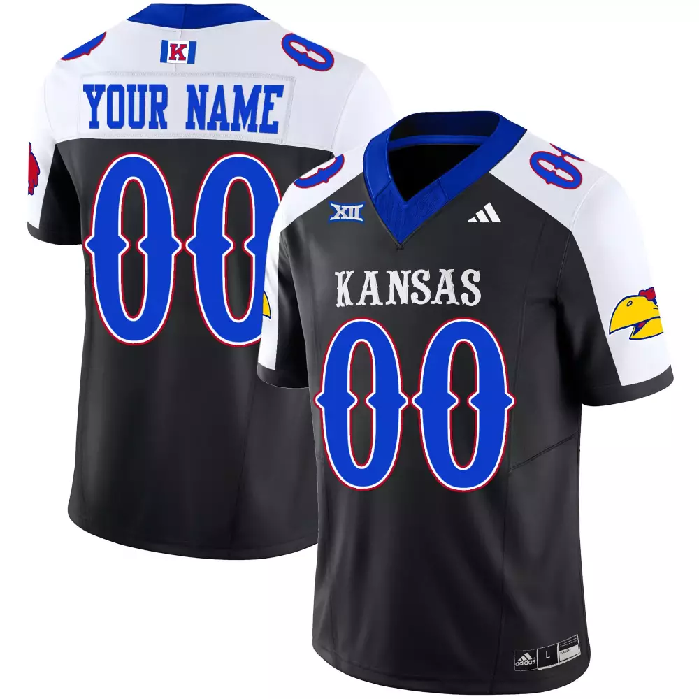 Custom Kansas Jersey Black Big Men White Blue Alternate Vapor Limited All Stitched