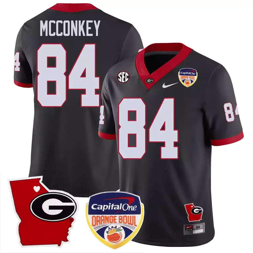 Ladd Mcconkey 84 Georgia Jersey Black Capital One Orange Bowl Men Red White All Stitched