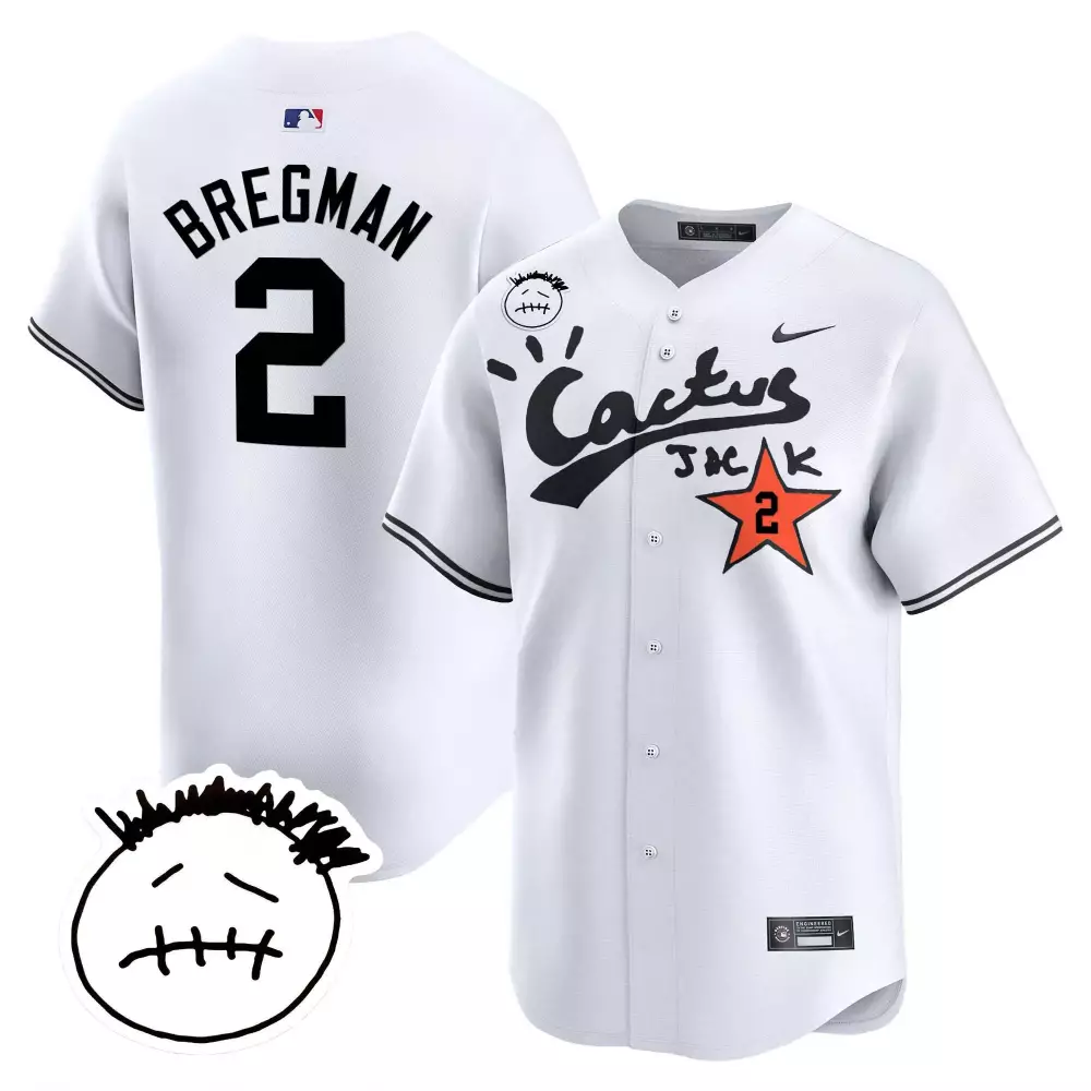 Alex Bregman 2 Astros Jersey White Cactus Jack Men Black Vapor Premier Limited v4