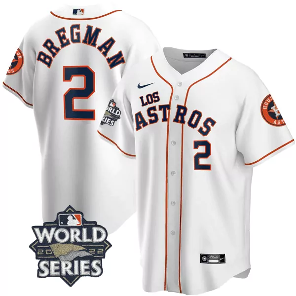 Alex Bregman 2 Houston Astros Jersey White World Series 2022 Men Orange Navy Heritage