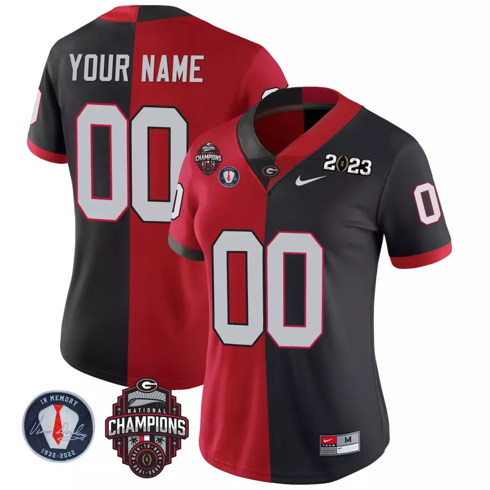 Custom Georgia Bulldogs Jersey Red 2023 National Champions Memory 1932-2022 Women