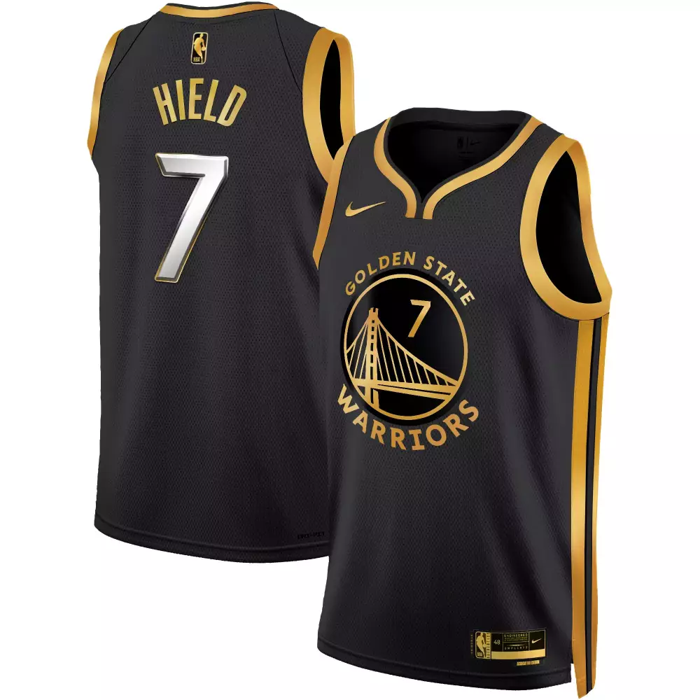 Buddy Hield 7 Jersey Black Golden State Warriors Men Gold Swingman All Stitched