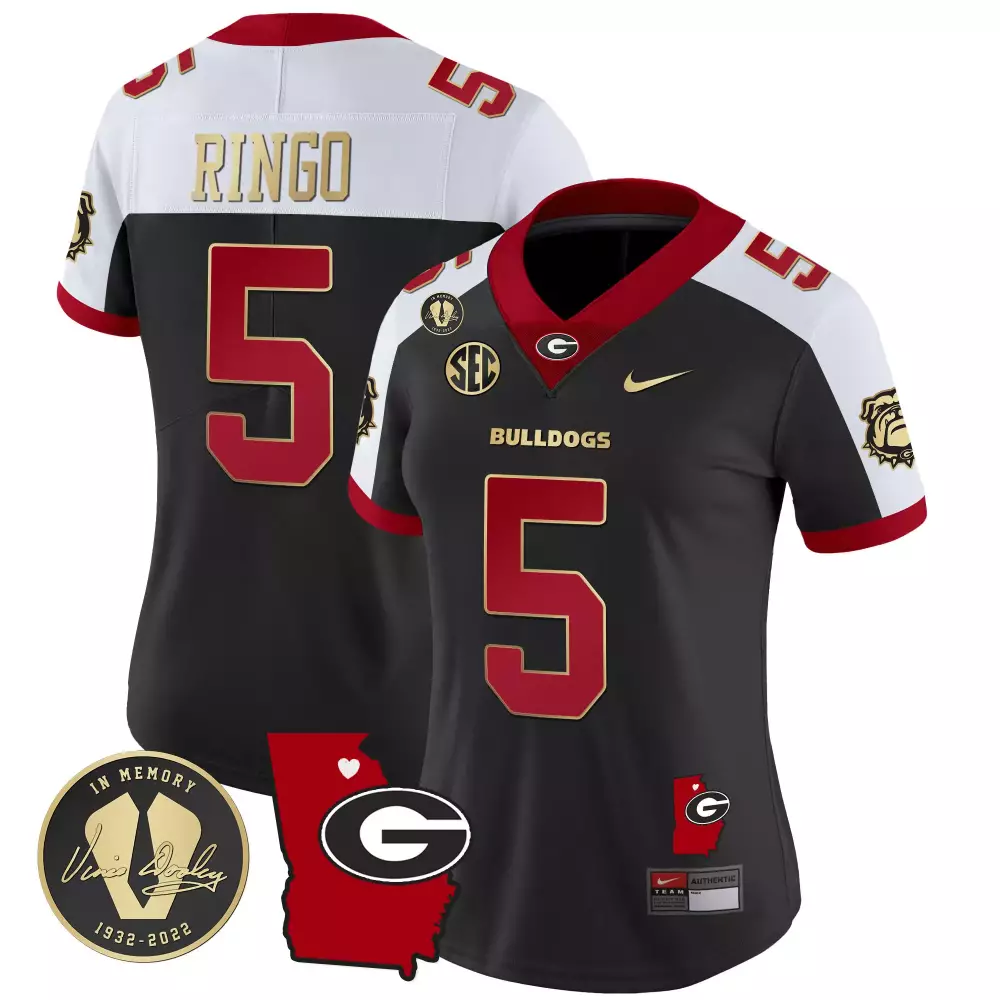 Kelee Ringo 5 Georgia Bulldogs Jersey Black Vince Dooley Memorial Memory 1932-2022