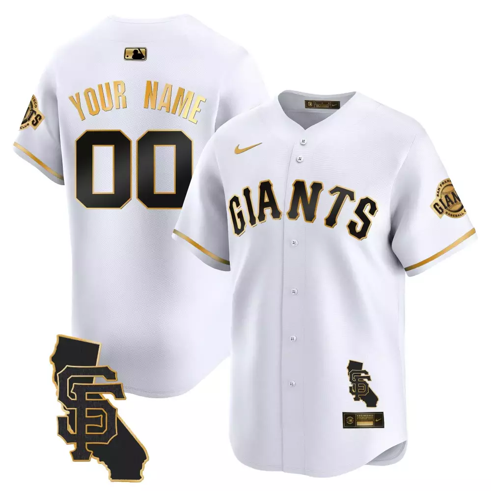 Custom San Francisco Giants Jersey White City Connect Men Black Gold Vapor Premier